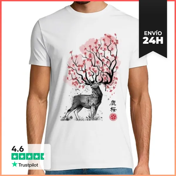 Camiseta Hombre Clásica Sakura Deer LaTostadora