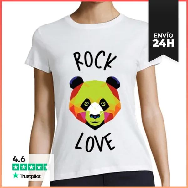 Camiseta Mujer Clásica Un Oso Que Ama El Rock Y El Amor
