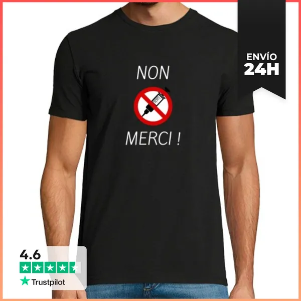 Camiseta Hombre Clásica Vacuna, No Gracias LaTostadora