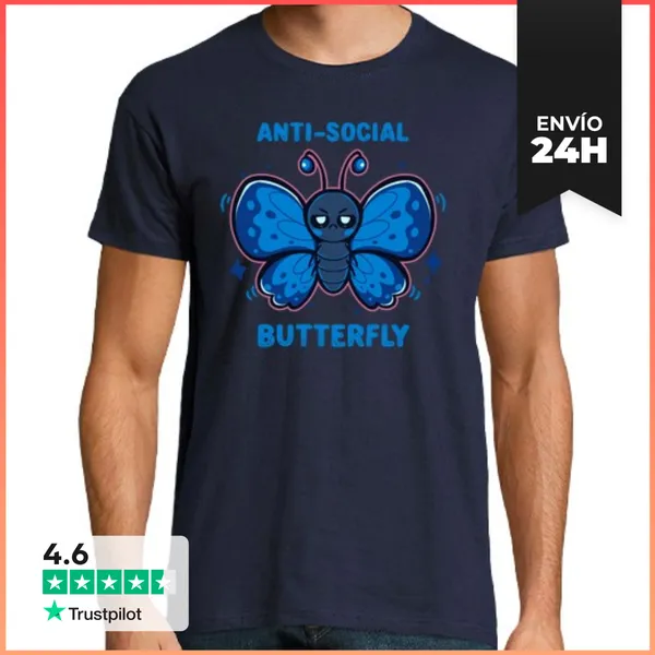 Camiseta Hombre Clásica Camisa De Hombre Con Mariposa Antisocial