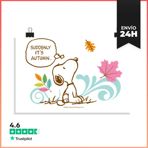 Póster Horizontal Snoopy Suddenly Its Autumn LaTostadora
