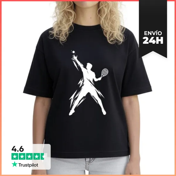 Camiseta Mujer Boxy Obra De Arte De Jugador De Tenis LaTostadora