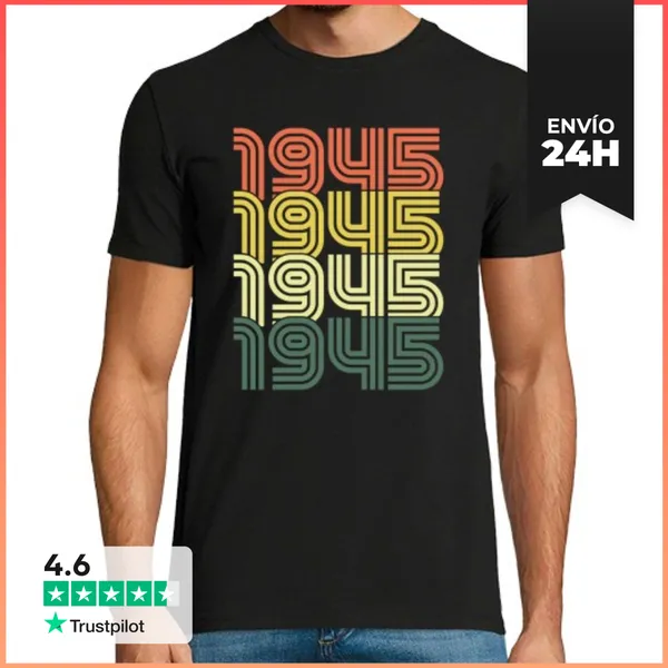 Camiseta Hombre Clásica 1945 Vintage Regalo De Cumpleaños Retro