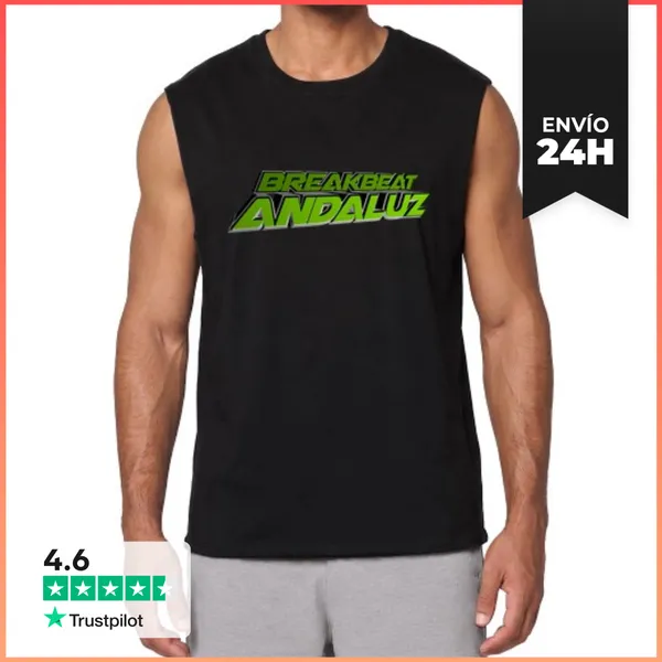 Camiseta Sin Mangas Hombre, Sin Mangas, Negra LaTostadora