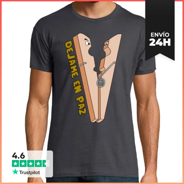 Camiseta Hombre Clásica Cooltee DEJAME EN PAZ . Solo Disponible