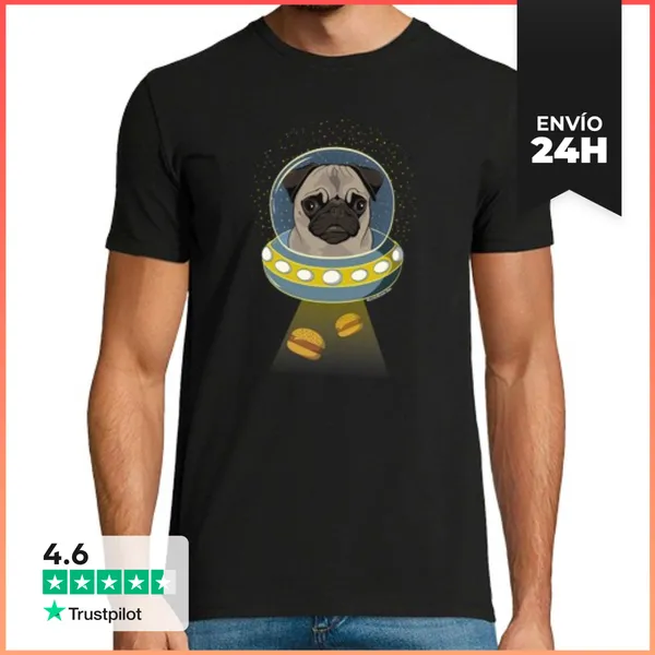 Camiseta Hombre Clásica Ovni Carlino Pug LaTostadora