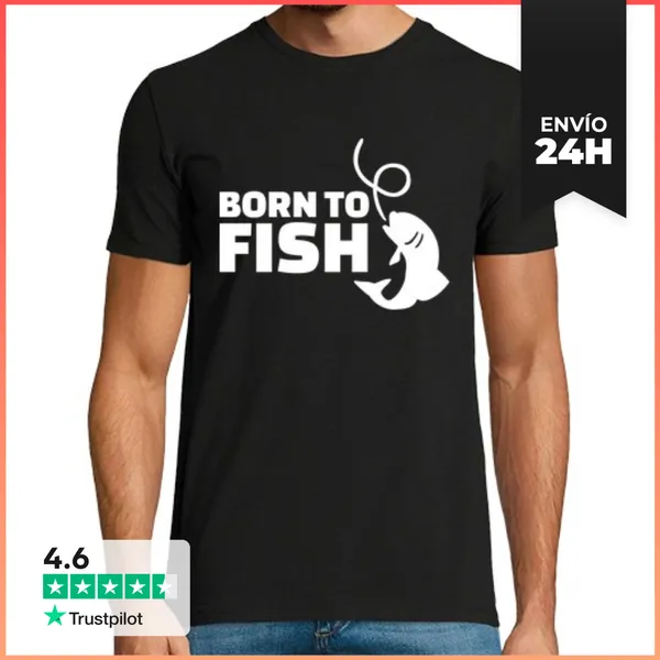 Camiseta Hombre Clásica Nacido Para Pescar LaTostadora