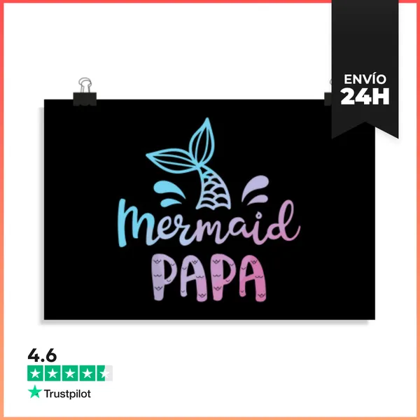 Póster Horizontal Papá Sirena Divertido Papá Tritón Papá