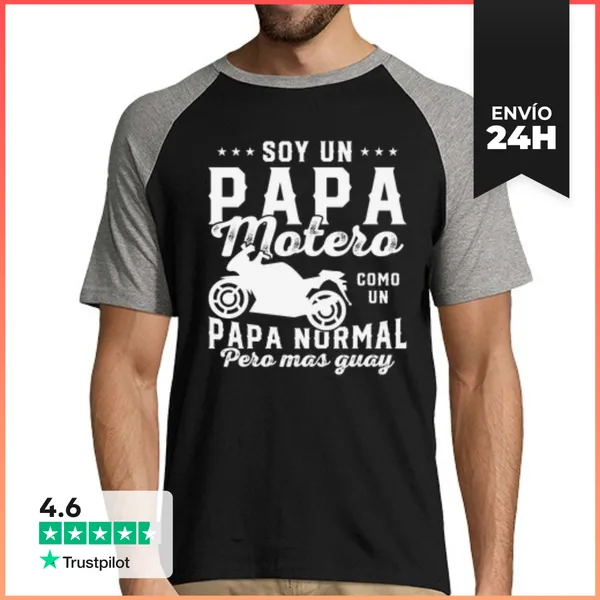 Camiseta Hombre, Estilo Béisbol Papa Motero Regalo Día Del Padre