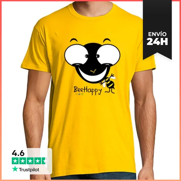 Camiseta Hombre Clásica Camisetas Para Chicos De Bee Happy