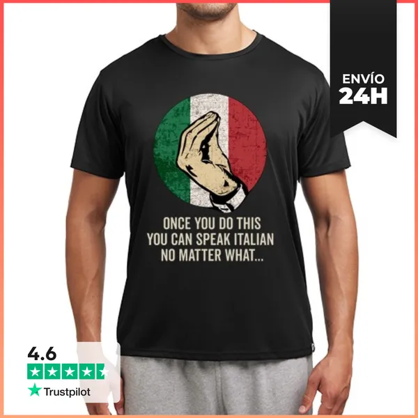 Camiseta Deportiva Hombre Gesto De La Mano Italiano Italia Bander