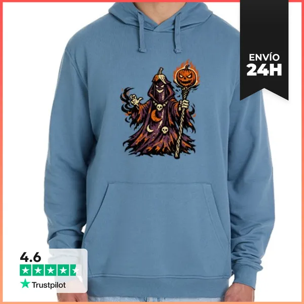 Sudadera Unisex Con Capucha Berenjena Hechicero Oscuro Halloween