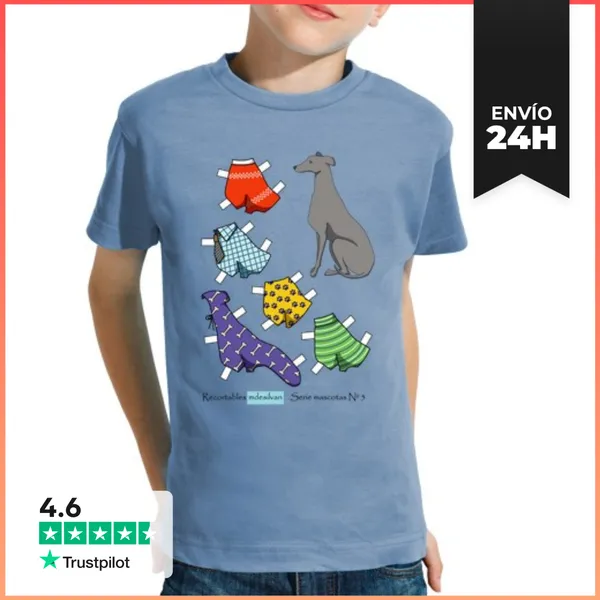 Camiseta Clásica Para Niños RECORTABLE PERRO NEGRO LETRA NEGRA