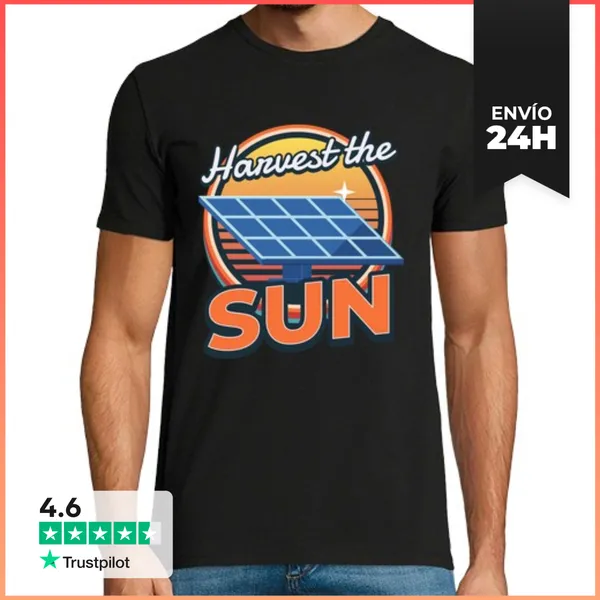 Camiseta Hombre Clásica Cosechar El Sol Solar Fotovoltaica Sol