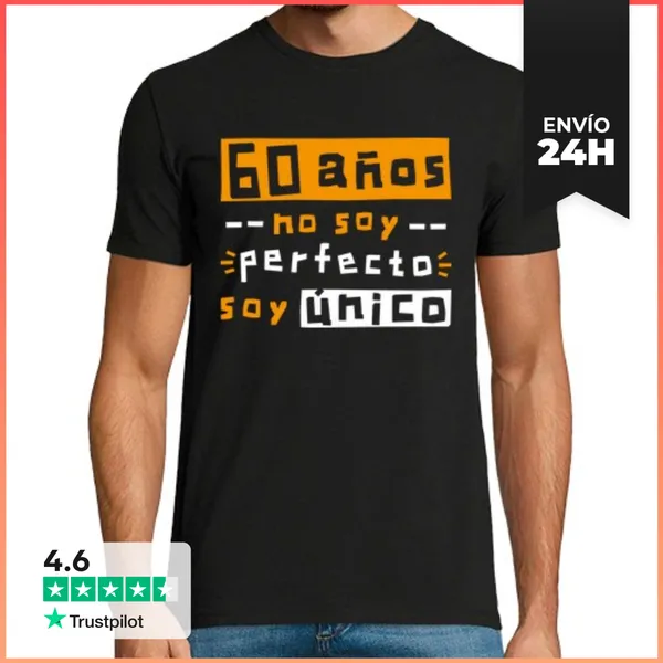 Camiseta Hombre Clásica 60 Años No Soy Perfecto Soy Único