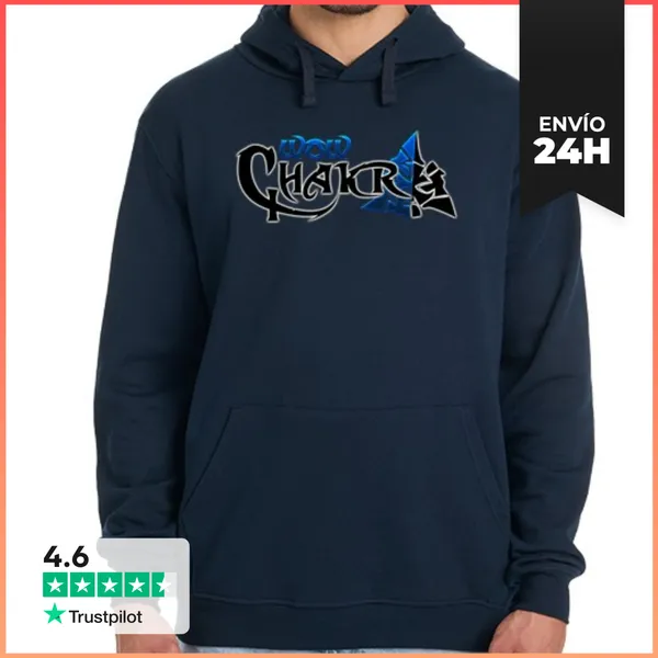 Sudadera Unisex Con Capucha Sudadera WowChakra Logo Completo Azul