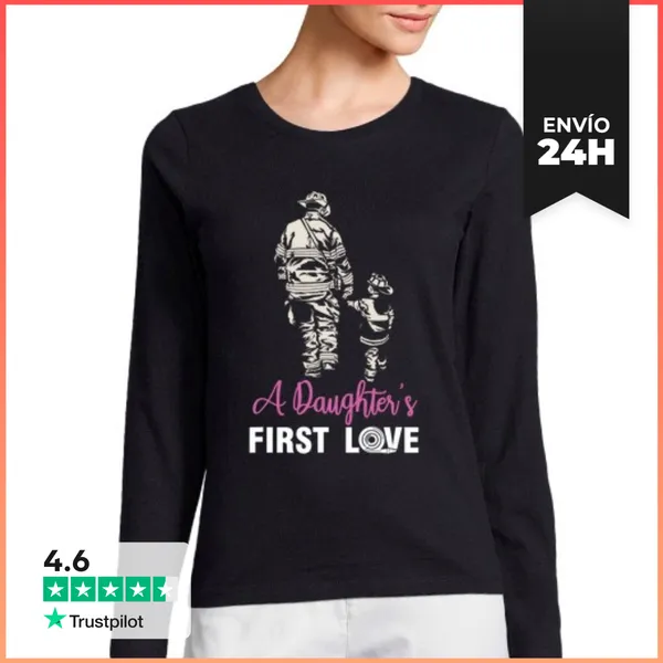 Camiseta Mujer Manga Larga Padre Bombero Hija Bombera LaTostadora
