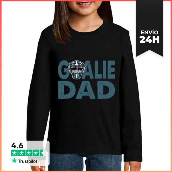 Camiseta Manga Larga Para Niños Papá Portero De Hockey Sobre