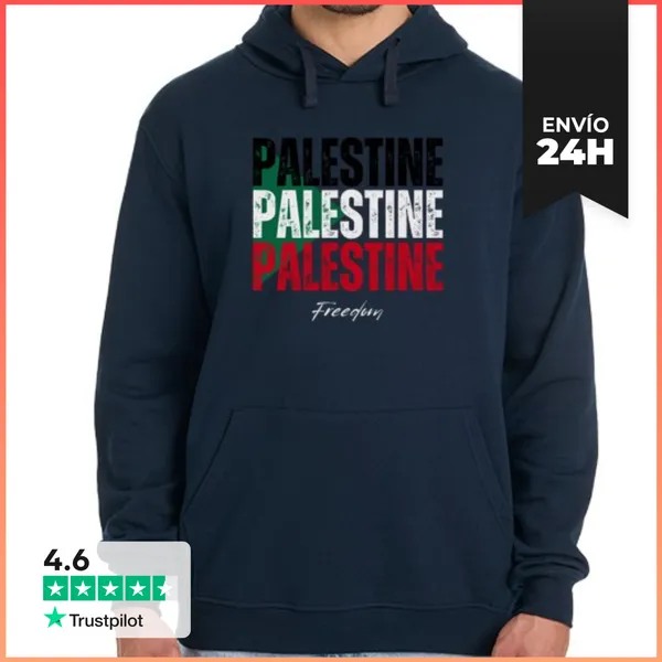 Sudadera Unisex Con Capucha Bandera Palestina, Hecho En Palestina