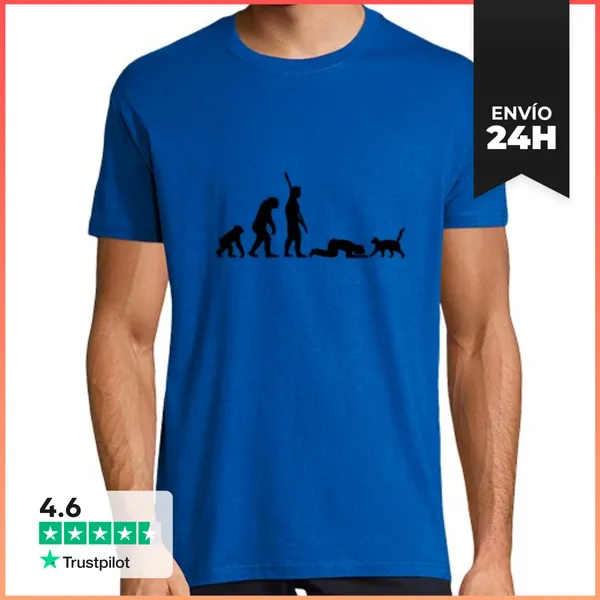 Camiseta Hombre Clásica Hombre, Manga Corta, Azul Royal, Calidad