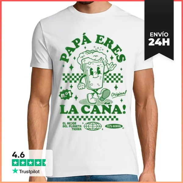 Camiseta Hombre Clásica Papá Eres La Caña Regalos Día Del Padre
