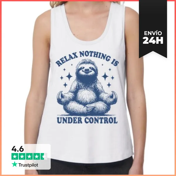 Camiseta Mujer Sin Mangas, Loose Fit RELAX NOTHING IS UNDER
