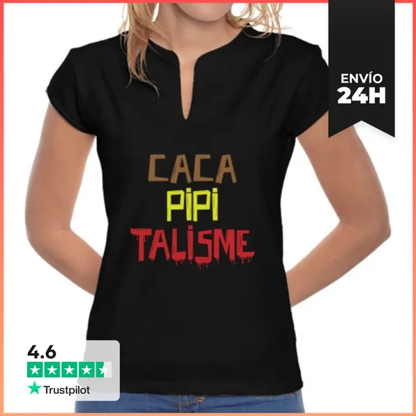 Camiseta Mujer Cuello Mao Caca Pipi Talisme LaTostadora