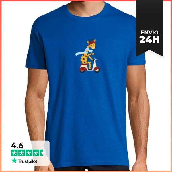 Camiseta Hombre Clásica Jirafa En La Motocicleta LaTostadora