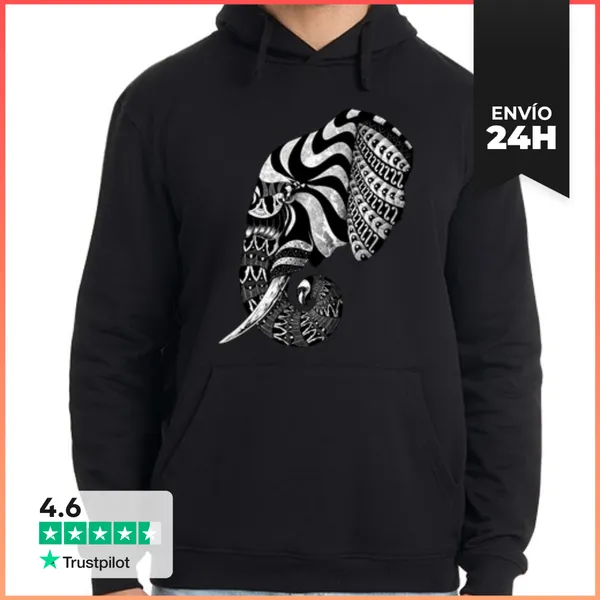 Sudadera Unisex Con Capucha Elefante Adornado LaTostadora