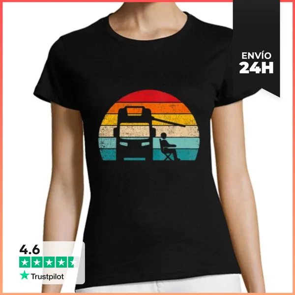 Camiseta Mujer Clásica Puesta De Sol Autocaravana Camper Van
