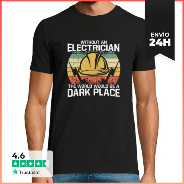 Camiseta Hombre Clásica Sin Un Electricista El Mundo Sería Un