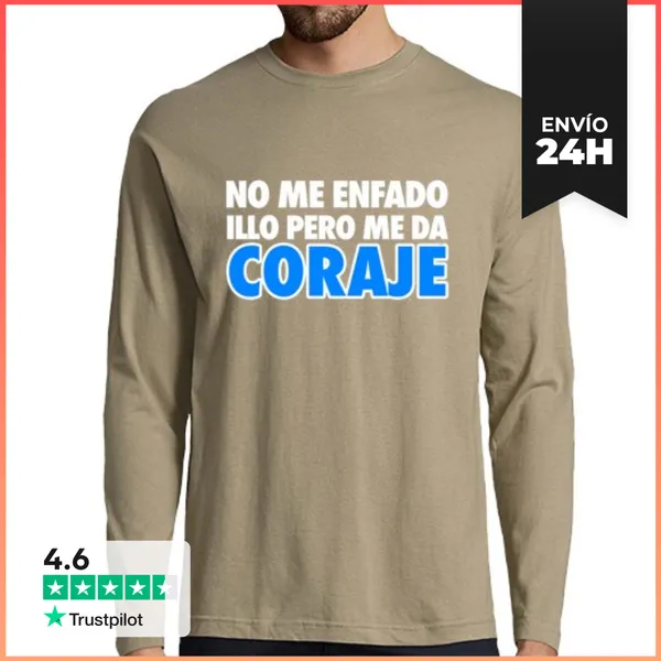 Camiseta Hombre Manga Larga No Me Enfado Illo Pero Me Da Coraje