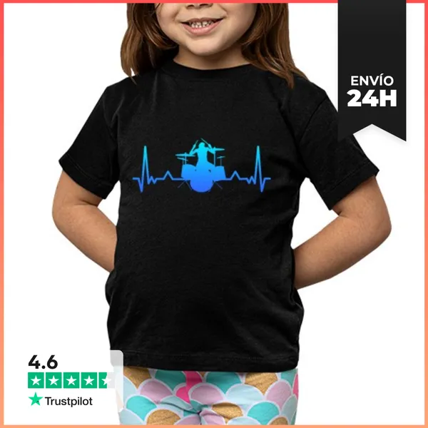 Camiseta Clásica Para Niños Baterista Tocando El Latido Del