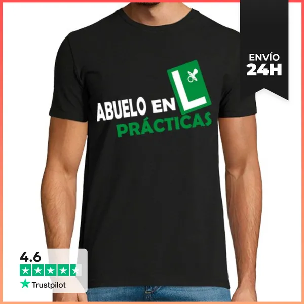 Camiseta Hombre Clásica Abuelo En Practicas Abuelos Primerizos