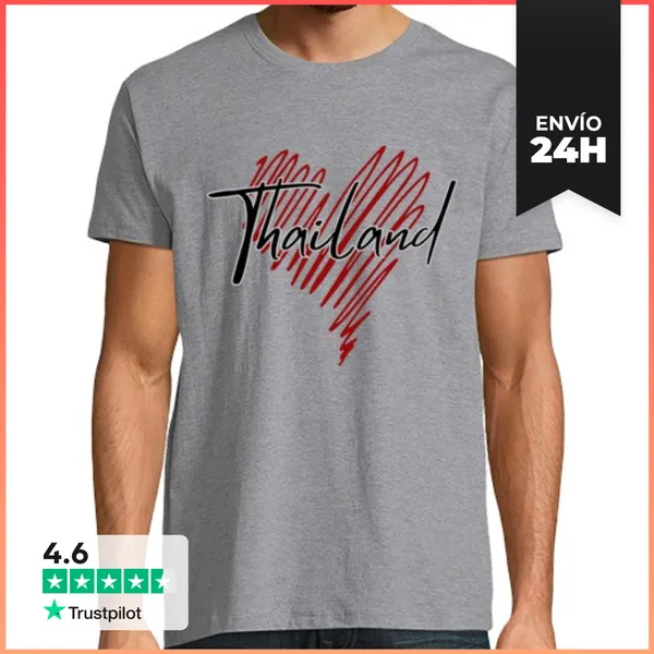 Camiseta Hombre Clásica Amo Tailandia, Orgullo Tailandés