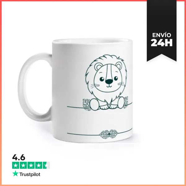 Taza Cute León Para Personalizar Con Nombre LaTostadora