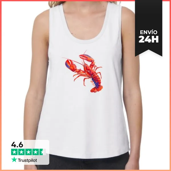 Camiseta Mujer Sin Mangas, Loose Fit Langosta LaTostadora