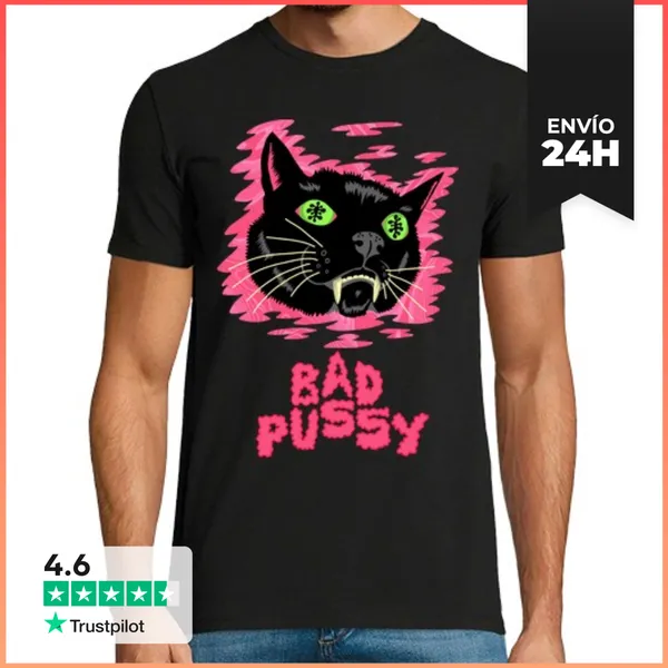 Camiseta Hombre Clásica Bad Pussy LaTostadora
