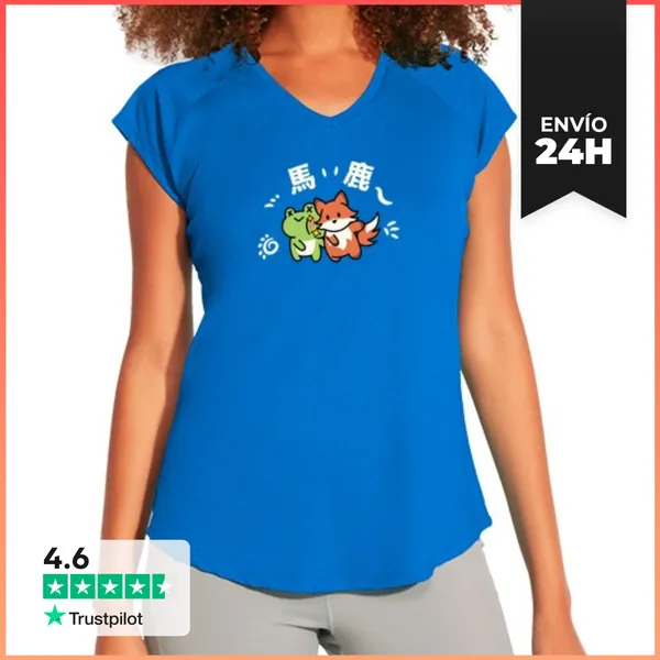 Camiseta Deportiva Mujer Baka Golpeando Zorro Kawaii Anime