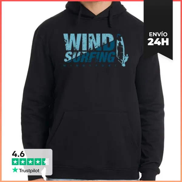 Sudadera Unisex Con Capucha Windsurf Azul LaTostadora