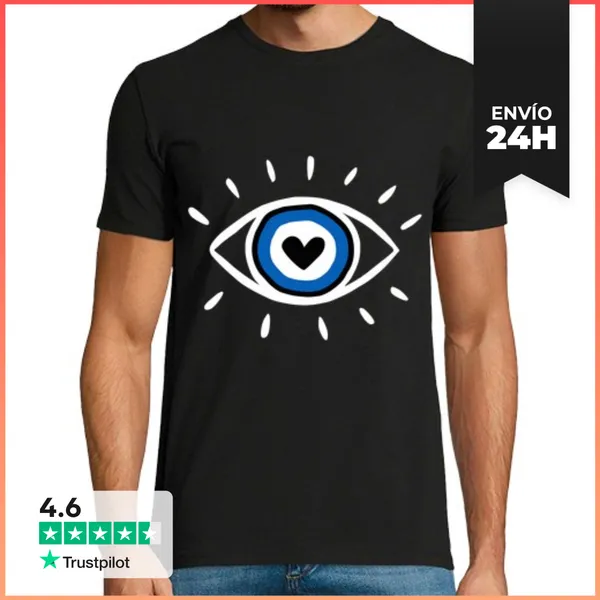 Camiseta Hombre Clásica Ojo Maligno Protección Espiritual