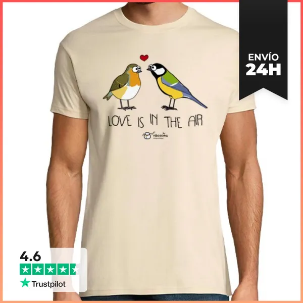 Camiseta Hombre Clásica Love Is In The Air Fondos Claros