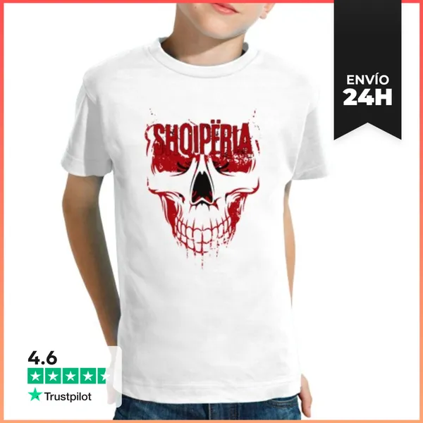 Camiseta Clásica Para Niños Calavera Albania, Bandera Albania