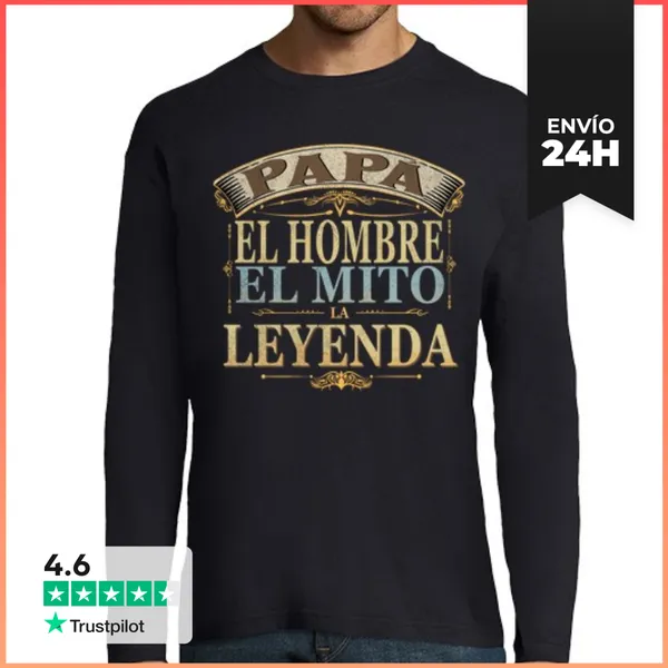 Camiseta Hombre Manga Larga Papá El Hombre, El Mito, La Leyenda