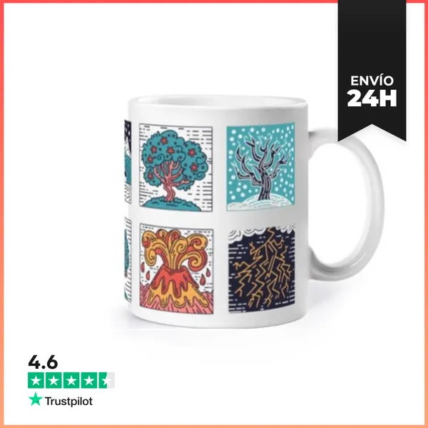Taza Pronóstico Del Tiempo Taza Café Té Croissants Té De Hierbas