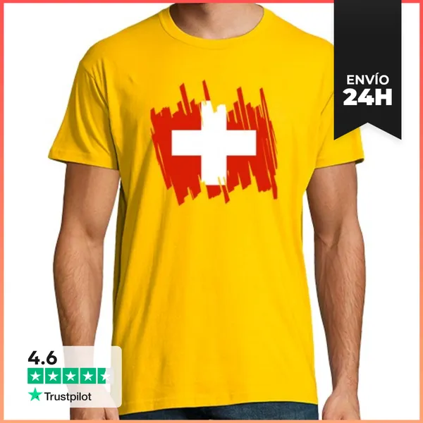 Camiseta Hombre Clásica Bandera Suiza LaTostadora