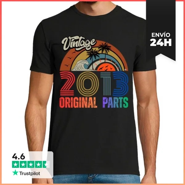 Camiseta Hombre Clásica Vintage 2013 Original Parts Retro Beach