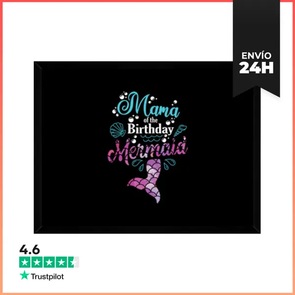 Cuadro Con Marco Horizontal Mamá De La Sirena De Cumpleaños