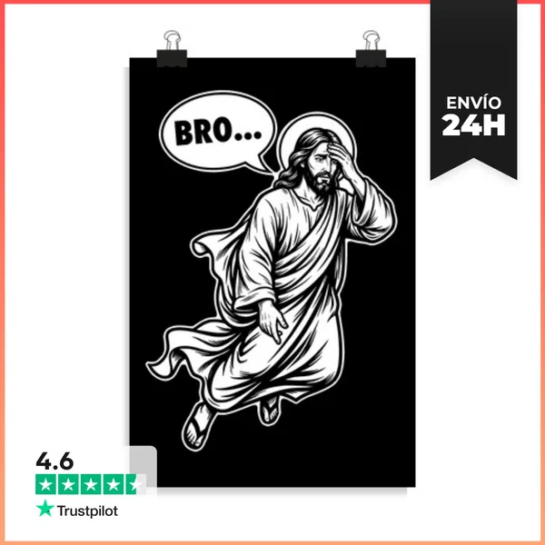 Póster Vertical Cara De Jesús Facepalm Sátira - Meme De Reacción