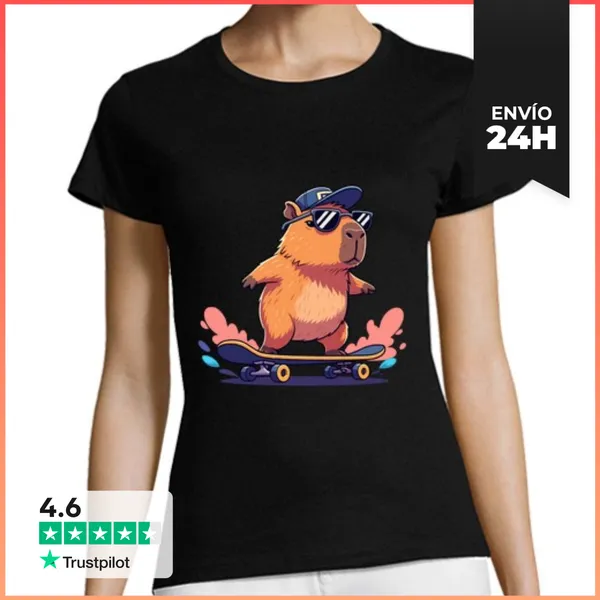 Camiseta Mujer Clásica Efecto Raya Capibara LaTostadora